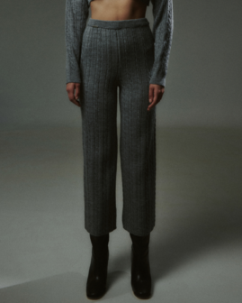 Πλεκτή παντελόνα crop με κοτσίδες | Combos Knitwear