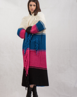 Πλεκτή ζακέτα μάξι ριγέ | Combos Knitwear