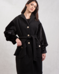 Παλτό με ζώνη μαύρο | Nema