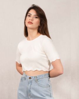 Πλεκτό crop-top λευκό | Combos Knitwear