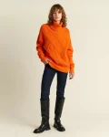 Πλεκτή μπλούζα ζιβάγκο μακριά πορτοκαλί | Forel