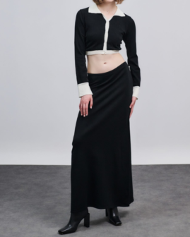 Πλεκτή maxi φούστα μαύρη | Combos Knitwear
