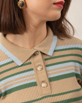 Μπλούζα polo ριμπ | Combos Knitwear