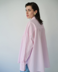 Oversized πουκάμισο ριγέ ροζ | Combos Knitwear