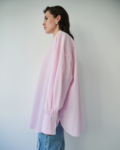 Oversized πουκάμισο ριγέ ροζ | Combos Knitwear