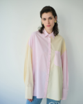 Oversized πουκάμισο ροζ-κιτρινο | Combos Knitwear