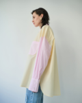 Oversized πουκάμισο ροζ-κιτρινο | Combos Knitwear