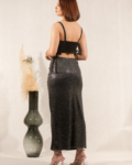 Midi φούστα με παγιέτα μαύρο | Combos Knitwear