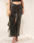 Midi φούστα με παγιέτα μαύρο | Combos Knitwear