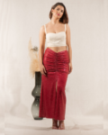 Midi φούστα με παγιέτα κόκκινη | Combos Knitwear