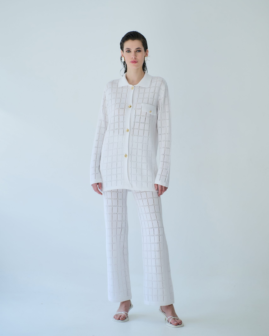 Βαμβακερό διάτρητο σετ λευκό | Combos Knitwear