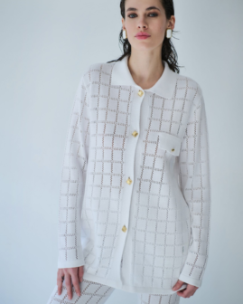 Βαμβακερό διάτρητο σετ λευκό | Combos Knitwear