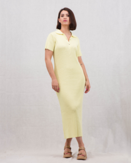 Φόρεμα πλεκτό πόλο κίτρινο | Combos Knitwear