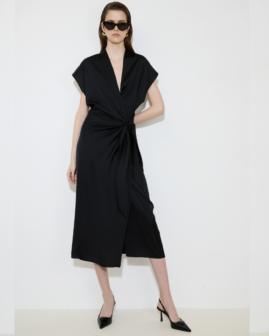 Φόρεμα κρουαζέ μαύρο μίντι  | Dolce Domenica