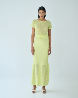 Φούστα πλεκτή ριμπ κίτρινη | Combos Knitwear